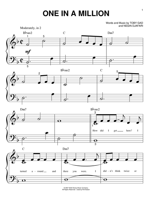 One In A Million - Hannah Montana, Miley Cyrus (Big Note Piano)