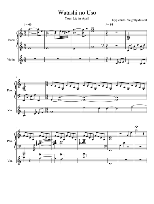 Watashi no Uso - Piano and Violin (lilypichu ver.)