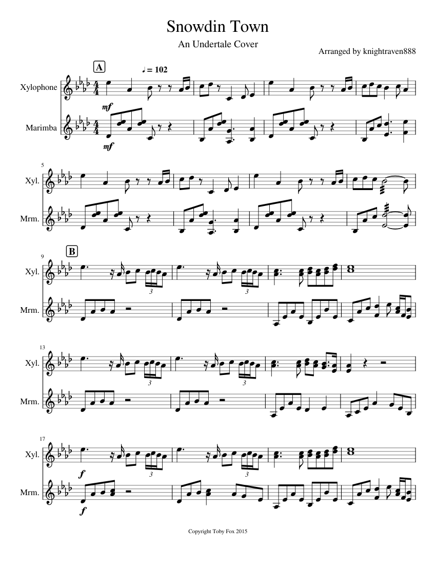 Snowdin Town Sheet Music for Marimba, Xylophone (Solo