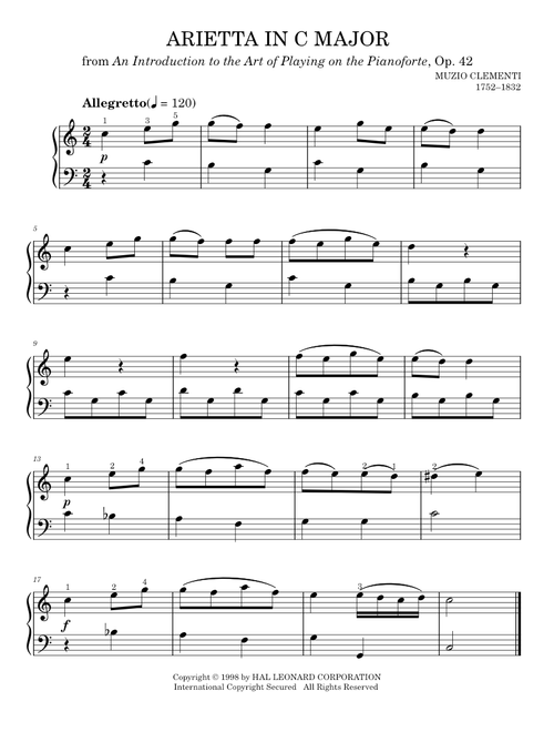 Arietta In C Major - Jennifer Linn, Muzio Clementi (Easy Piano)