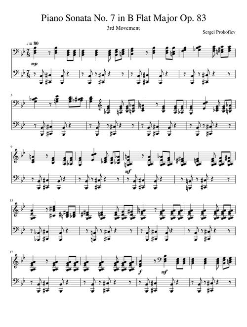 Piano Sonata No. 7 in B Flat Major Op. 83 - 3rd Movement - (WIP)