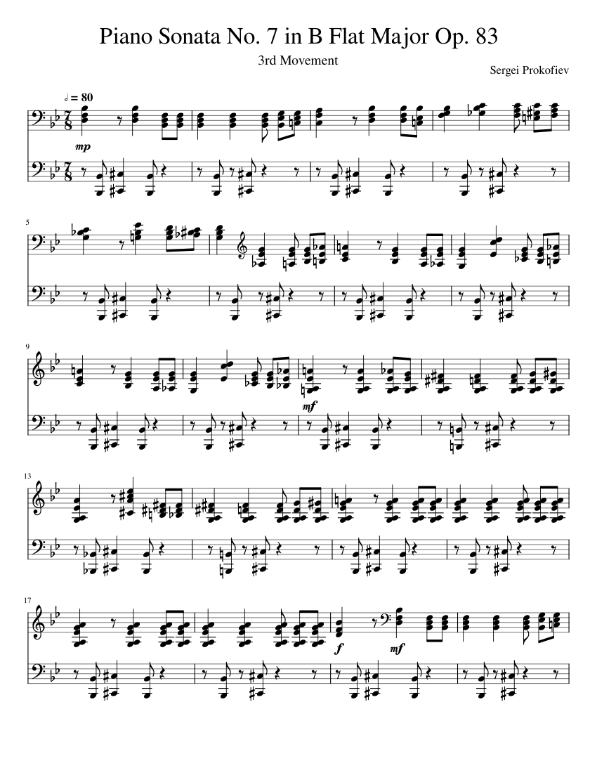 Piano Sonata No. 7 in B Flat Major Op. 83 - 3rd Movement