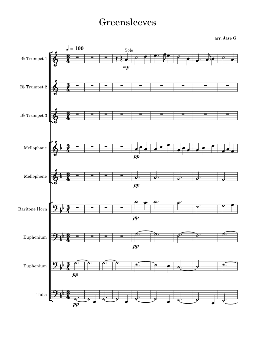Greensleeves DCI Ballad Sheet music for Euphonium, Tuba, Mellophone