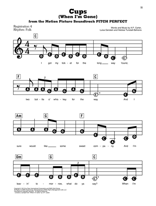 Cups (When I'm Gone) (from Pitch Perfect) - Anna Kendrick (E-Z Play Today)