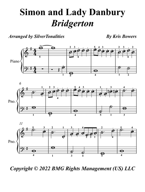 Simon And Lady Danbury (Arr. SilverTonalities) - Kris Bowers (Easy Piano)