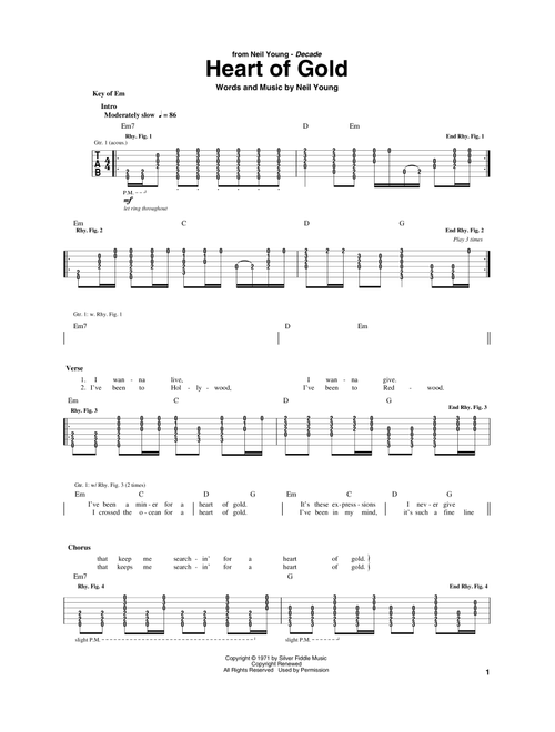 Heart Of Gold - Neil Young (Guitar Rhythm Tab)