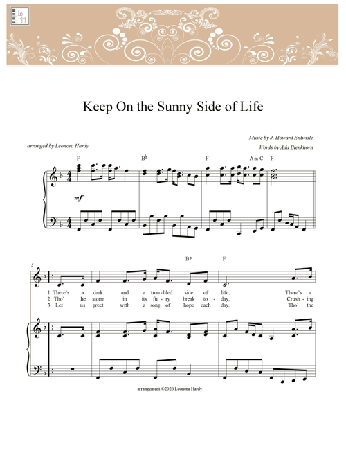 Keep On the Sunny Side of Life (Arr. Leonora Hardy) - J Howard Entwisle/Ada Blenkorn (Piano-Vocal-Guitar (Piano Accompaniment))