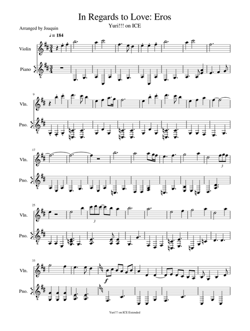 In Regards to Love Eros Yuri on ICE violin duet piano accompaniment