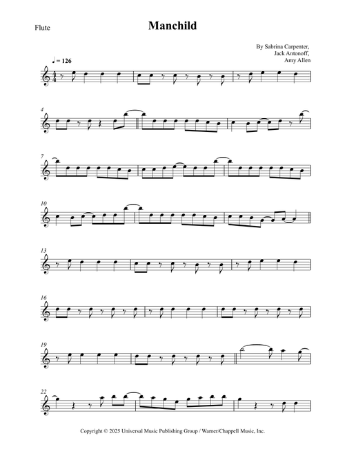 Manchild (Arr. Wesley S. SIlva) - Sabrina Carpenter (Flute Solo)