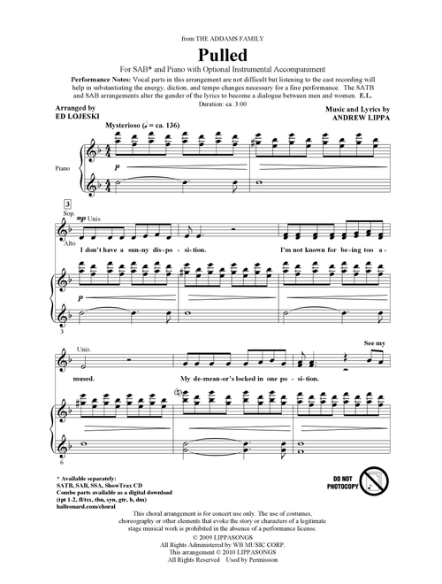 Pulled (from The Addams Family) (arr. Ed Lojeski) - Andrew Lippa (Choral, SAB)