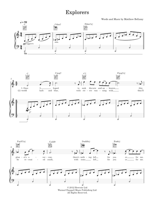 Explorers - Muse (Piano-Voice-Guitar)