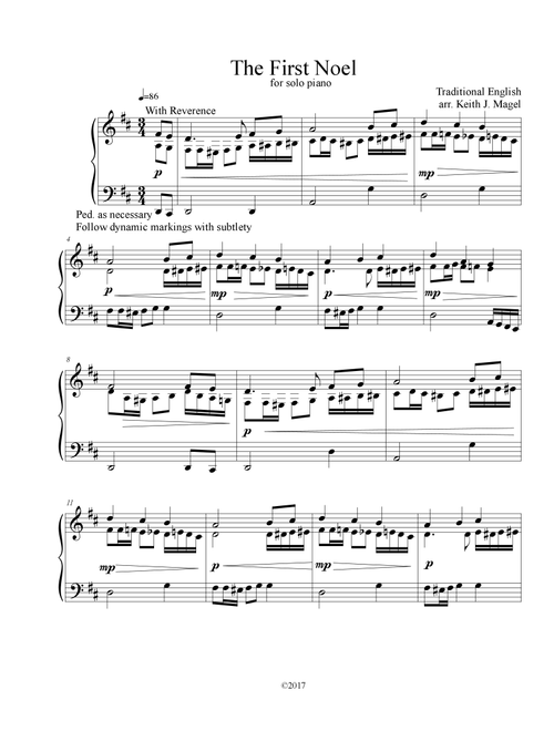 The First Noel (Arr. Keith James) (Piano Solo)