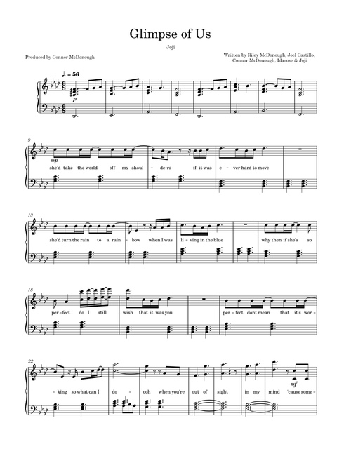 Glimpse of Us - Joji (Solo Piano)
