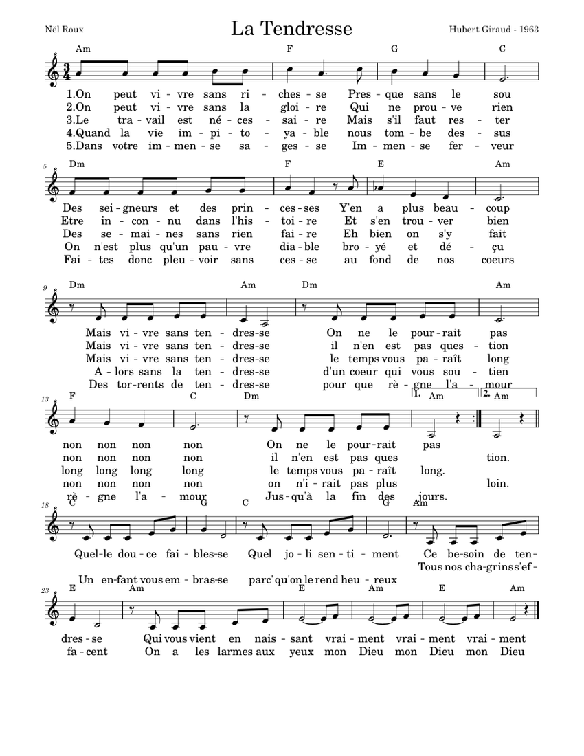 La tendresse Bourvil Sheet music for Soprano (Solo)