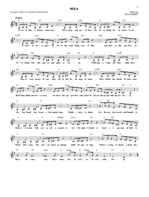 Nola - Felix Arndt (Lead Sheet - Fake Book)