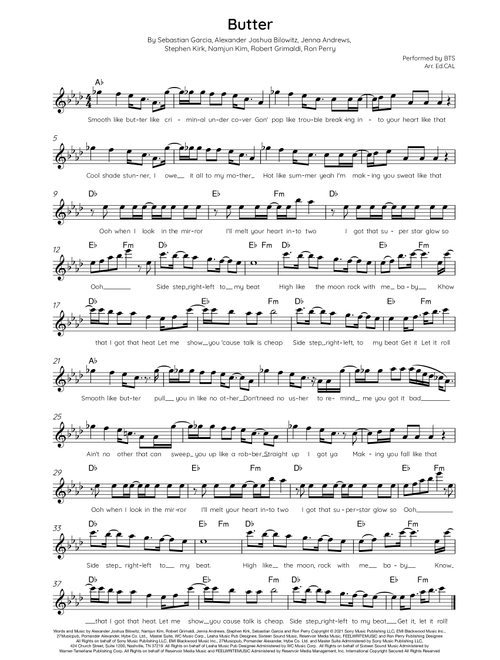 Butter (Arr. Arr. Ed.CAL) - BTS (Piano-Vocal-Guitar)