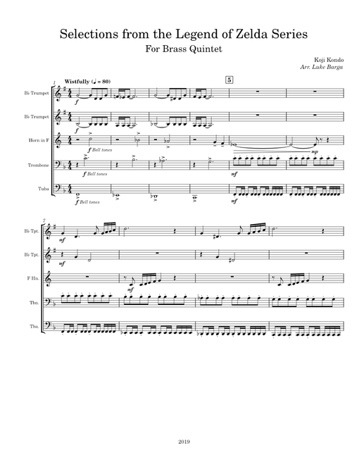 Selections from the Legend of Zelda Series for Brass Quintet