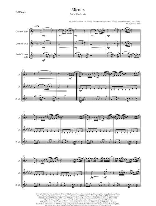 Mirrors (Arr. Fernando Britto) - Justin Timberlake (Woodwind Ensemble)
