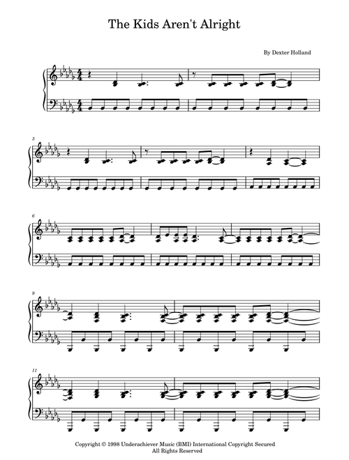 The Kids Aren't Alright (Arr. Piano Go Life) - The Offspring (Piano Solo)
