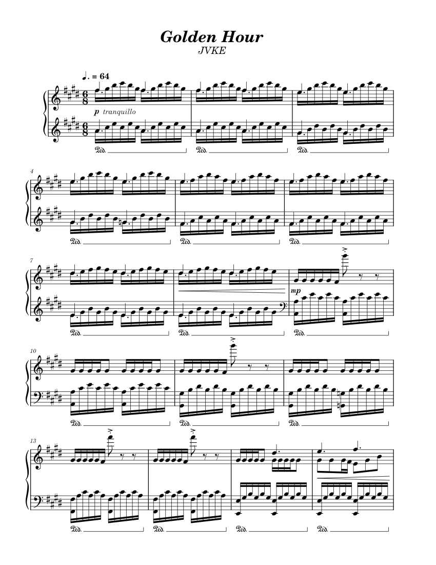 Golden hour – JVKE . Sheet music for Piano (Solo) | Musescore.com