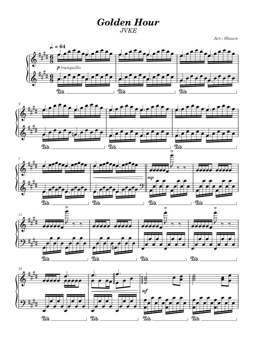 Golden hour – JVKE . Sheet music for Piano (Solo) | Musescore.com