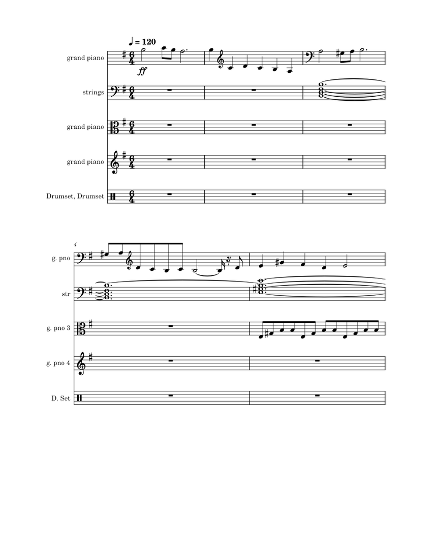 town of zombies Sheet music for Flute, Cello, Bass guitar, Drum group