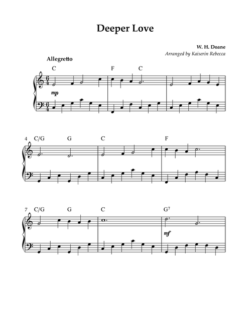 Deeper Love (Arr. Kaiserin Rebecca) - W H Doane (Piano Solo)
