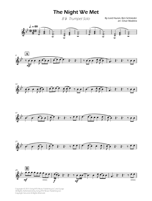 The Night We Met (Arr. CÃ©sar Madeira) - Lord Huron (Trumpet Solo)