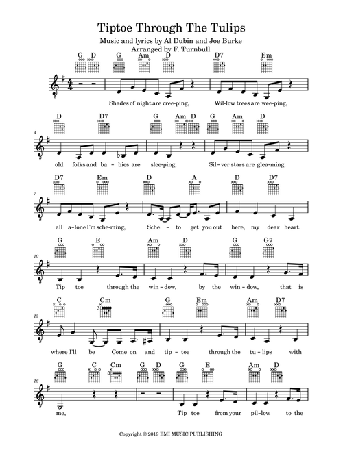 Tip Toe Through The Tulips With Me (Arr. F. Turnbull) - Joe Burke (Piano-Vocal-Guitar (Piano Accompaniment))