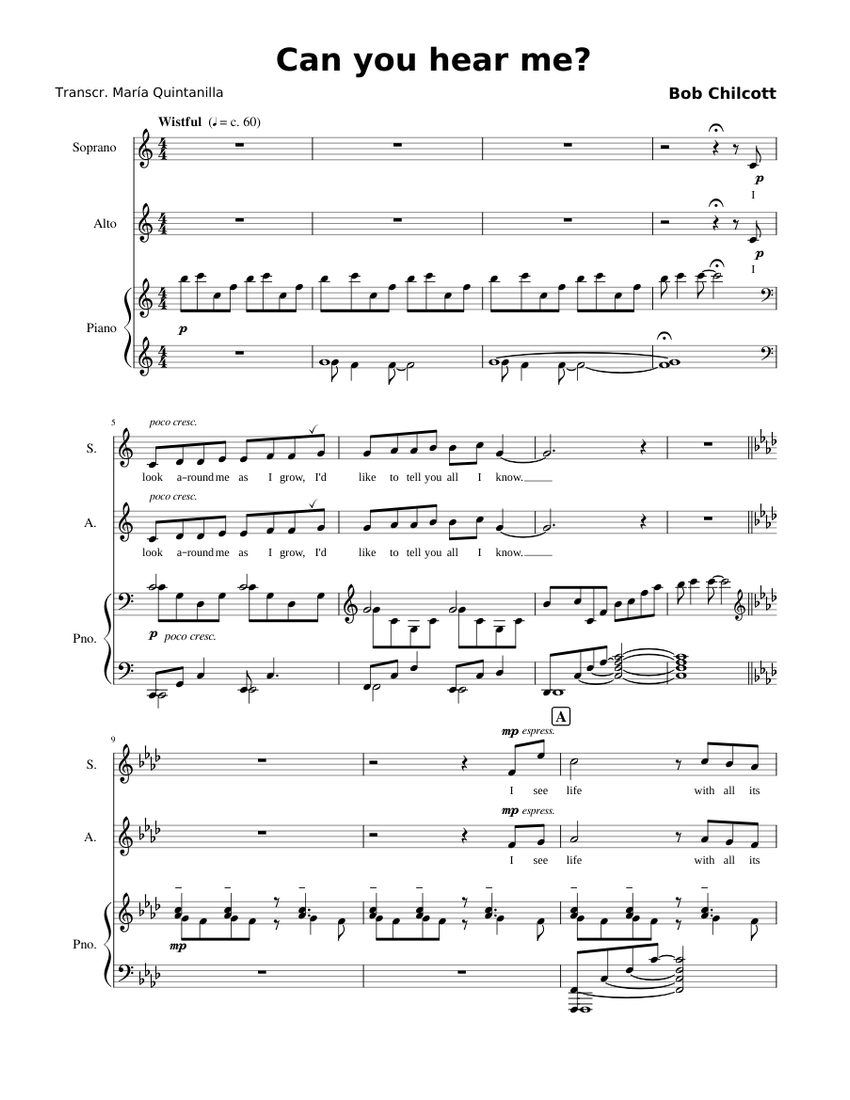 Can you hear me ? Sheet music for Piano, Soprano, Alto (Women’s Choir)