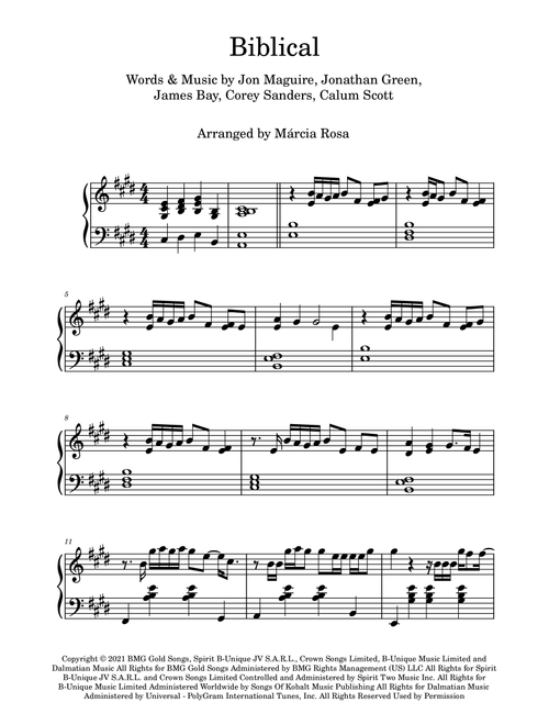 Biblical (Arr. Márcia Rosa) - Calum Scott (Piano Solo)