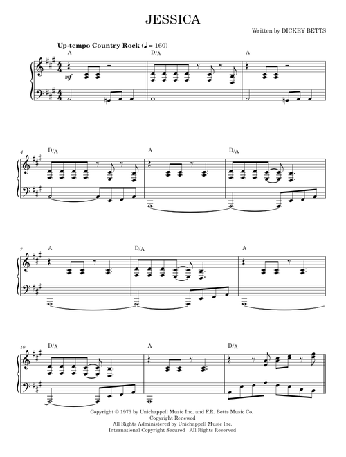 Jessica - Allman Brothers Band, Dickey Betts (Piano Solo)