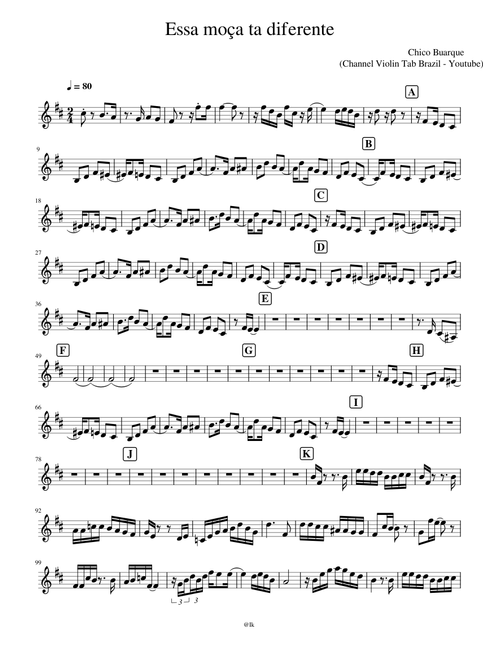 Essa moça ta diferente – Chico Buarque (Channel Violin Tab Brazil - Youtube)