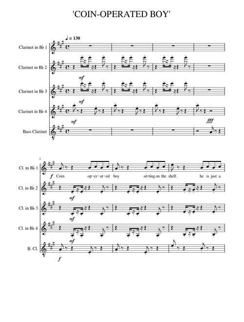 Coin Operated Boy – The Dresden Dolls (Clarinet Quintet)