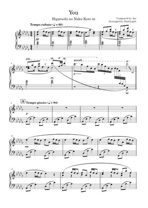 You (Higurashi no Naku Koro ni/ひぐらしのなく頃に) Sheet Music for