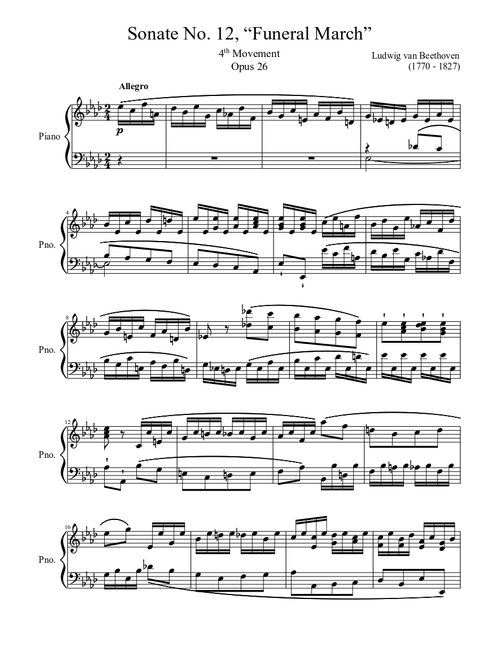 Sonate No. 12, “Funeral March” 4th Movement