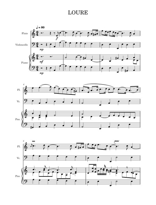 DANCES FOR FLUTE , CELLO AND KEYBOARD OR ORCHESTRA - LOURE DRAFT