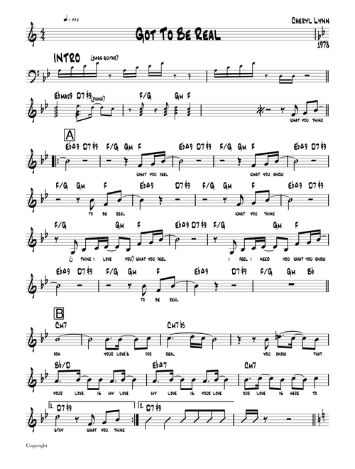 Got To Be Real (Arr. Russell Walters) - Cheryl Lynn (Lead Sheet - Fake Book)
