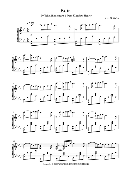 Kairi (Arr. M. Galka) - Yoko Shimomura (Piano Solo)