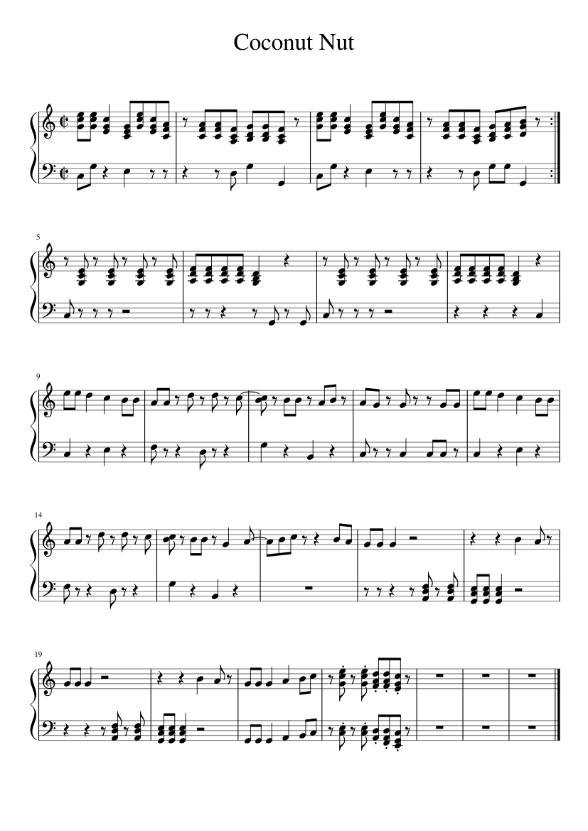 esposas espada Descenso repentino Coconut Nut Sheet music for Piano (Solo) | Musescore.com