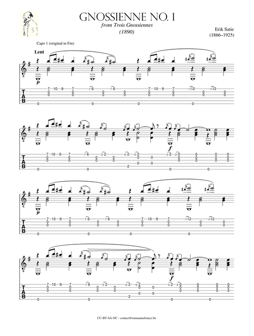 Gnossienne No.1 - Erik Satie - Solo guitar