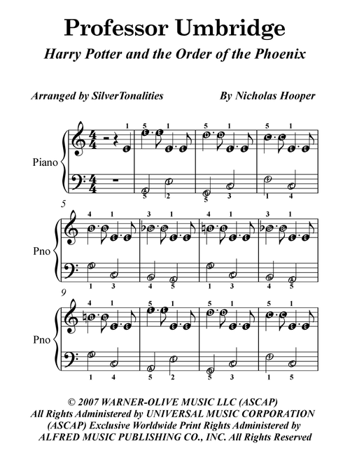 Professor Umbridge (Arr. SilverTonalities) - Ost (Original Soundtrack) (Easy Piano)