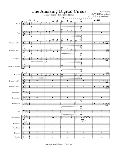 The Amazing Digital Circus - Main Theme X Your New Home (Concert Band)