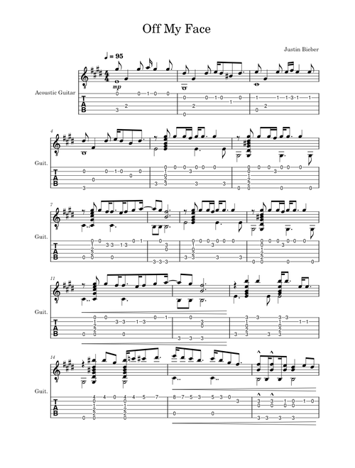 Off My Face by Justin Bieber (Fingerstyle Arrangement)