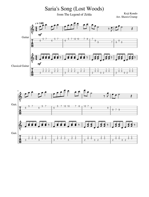 Legend of Zelda Saria's Song (Lost Woods) Guitar Duet