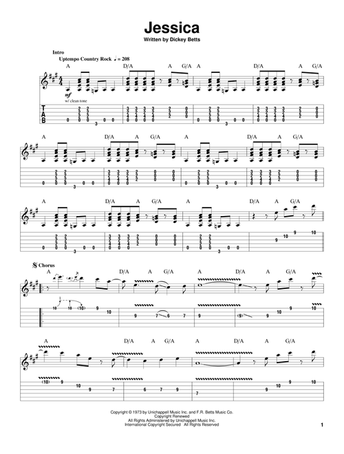 Jessica - Allman Brothers Band, Dickey Betts (Guitar Tab Play-Along)