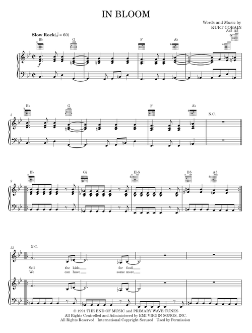 In bloom - Nirvana (Piano-Vocal-Guitar)