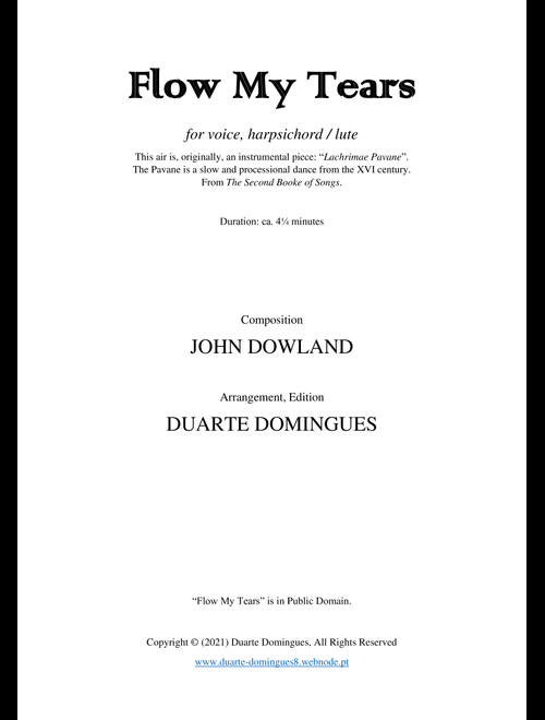 Flow My Tears (Voice & Harpsichord or Lute) (Arr. Duarte Domingues) - John Dowland (Vocal Solo)