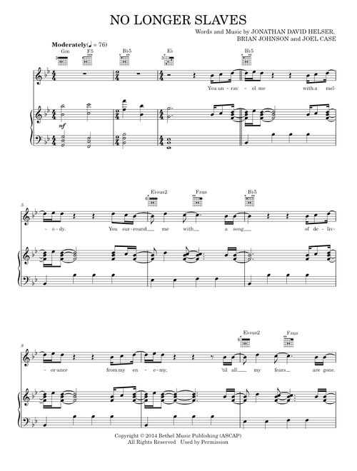 No longer slaves - Bethel Music (Piano-Vocal-Guitar)