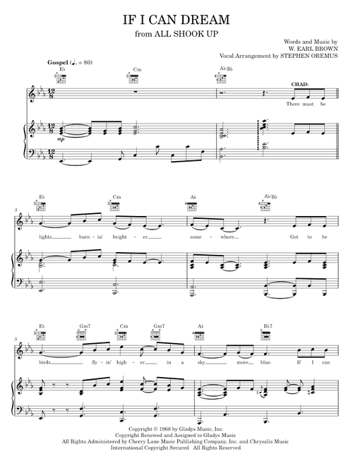 If I Can Dream - All Shook Up Musical, Elvis Presley (Piano-Vocal-Guitar)